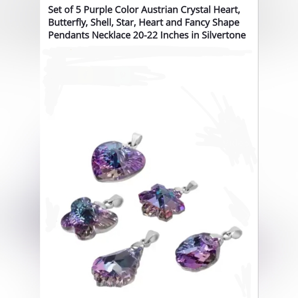 Austrian Crystals five Shaped Pendants Star Shell Necklace Set Silver - Picture 13 of 13